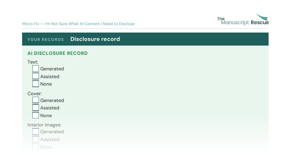 Top of the blank AI disclosure record from the Micro Fix, fading out
