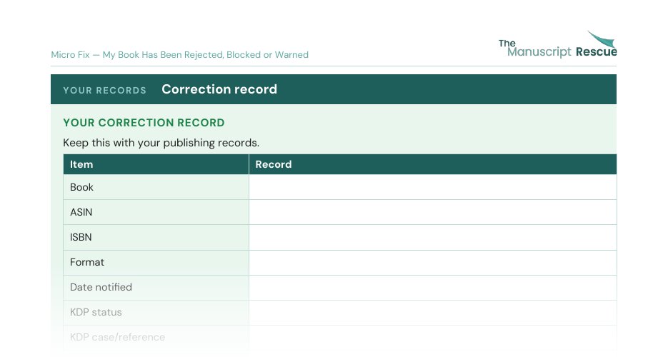 Top of the blank correction record from the Micro Fix, fading out